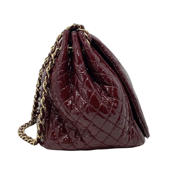 Chanel Accordion Patent Timeless Flap Bag Burgundy - Picture 2 of 12